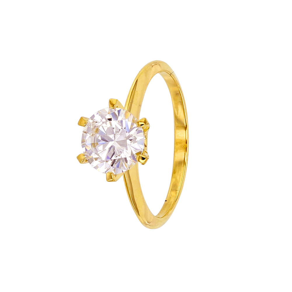 Bague Or 375/1000 avec oxyde de zirconium 7,5 mm en serti griffes