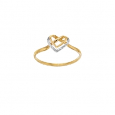 Bague or jaune et blanc 375/1000 - motif coeur