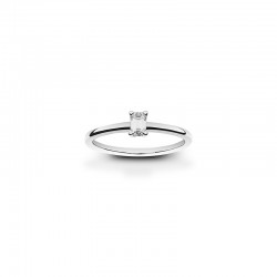 Bague ornée d'un diamant synthétique taille émeraude 0,25ct GVS, Or blanc 750/1000