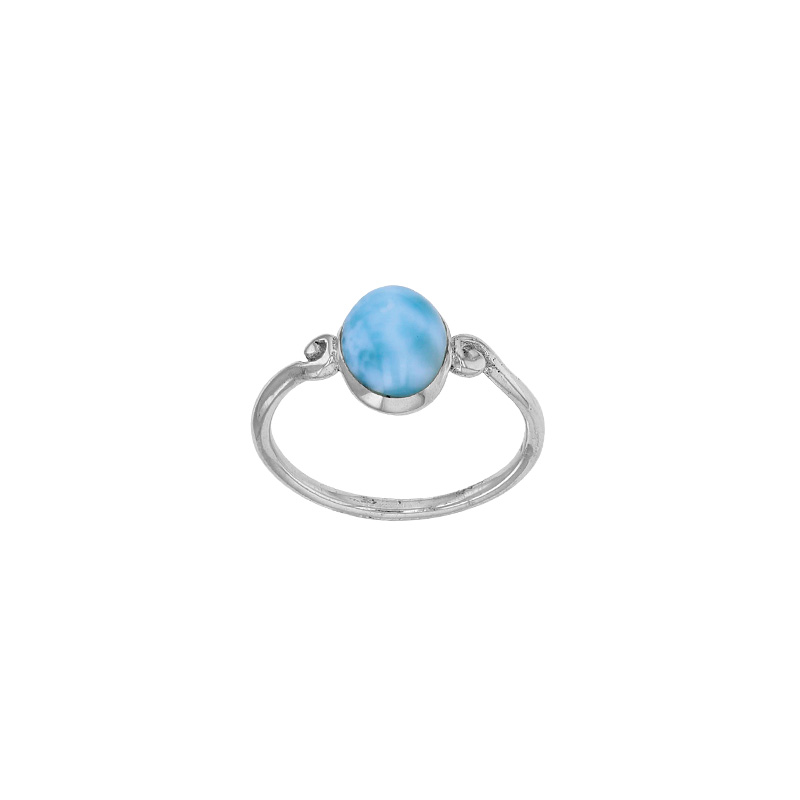 Bague ornée d'un Larimar en cabochon, argent 925/1000