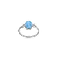 Bague ornée d'un Larimar en cabochon, argent 925/1000