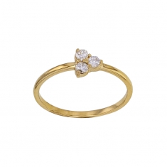 Bague ornée de 3 oxydes, plaqué or