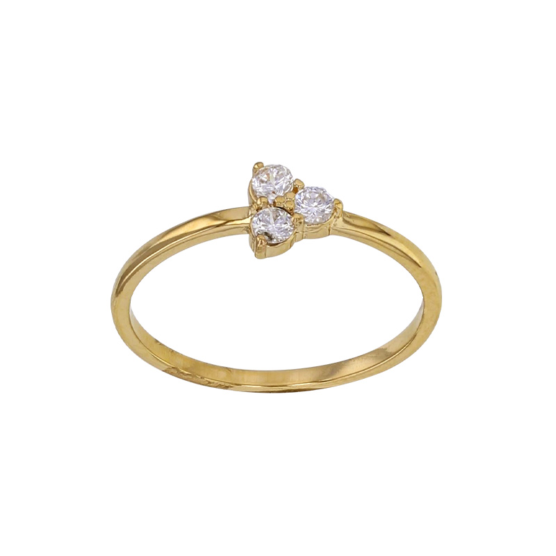 Bague ornée de 3 oxydes, plaqué or