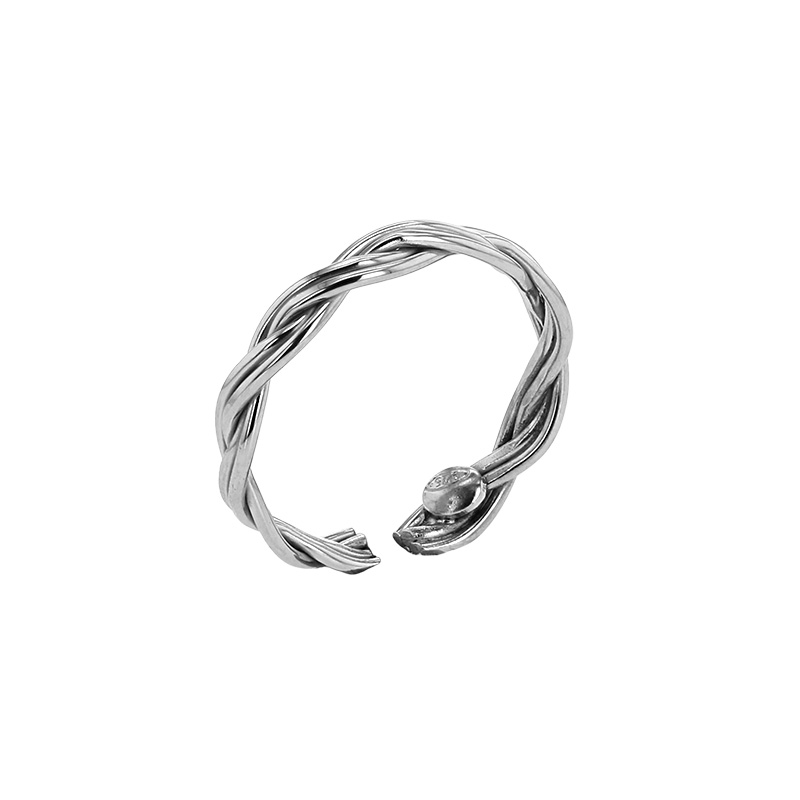 Bague ouverte corps torsadé en argent 925/1000 rhodié