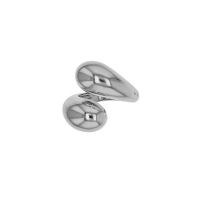 Bague ouverte croisée boules, argent 925/1000 platiné