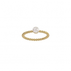 Bague perlée Plaqué or orné d'une perle synthétique