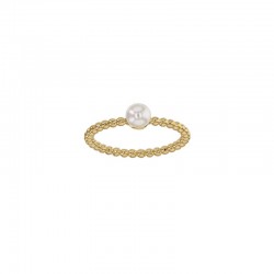Bague perlée Plaqué or orné d'une perle synthétique