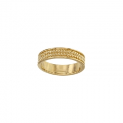 Bague plaqué or godrons 2 rangs, largeur 5mm