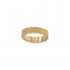 Bague plaqué or godrons 2 rangs, largeur 5mm