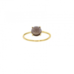 Bague Quartz fumé diam. 7mm, Or 750/1000