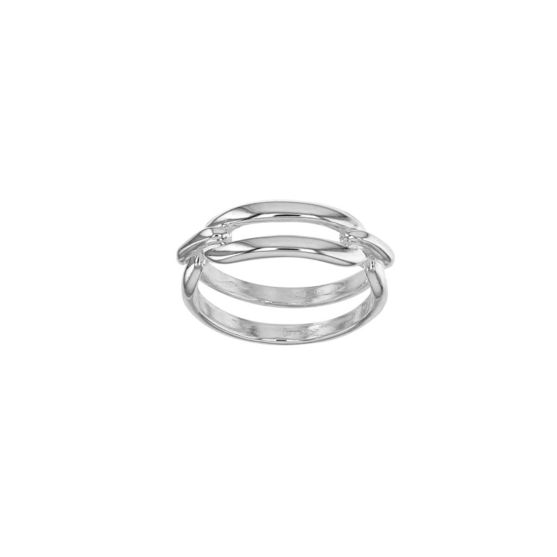 Bague 2 rangs ajourée argent 925/1000