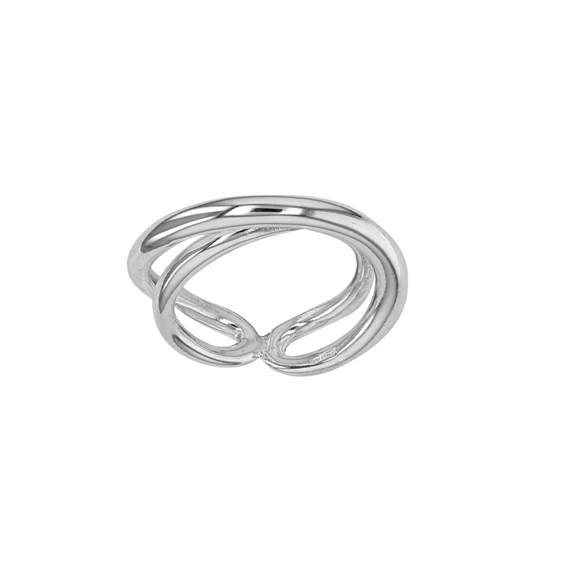 Bague 2 rangs croisés argent 925/1000