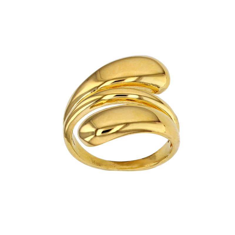 Bague 3 rangs entrelacés aspect lisse, argent 925/1000 doré