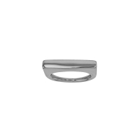 Bague rectangle fin lisse, argent 925/1000 platiné