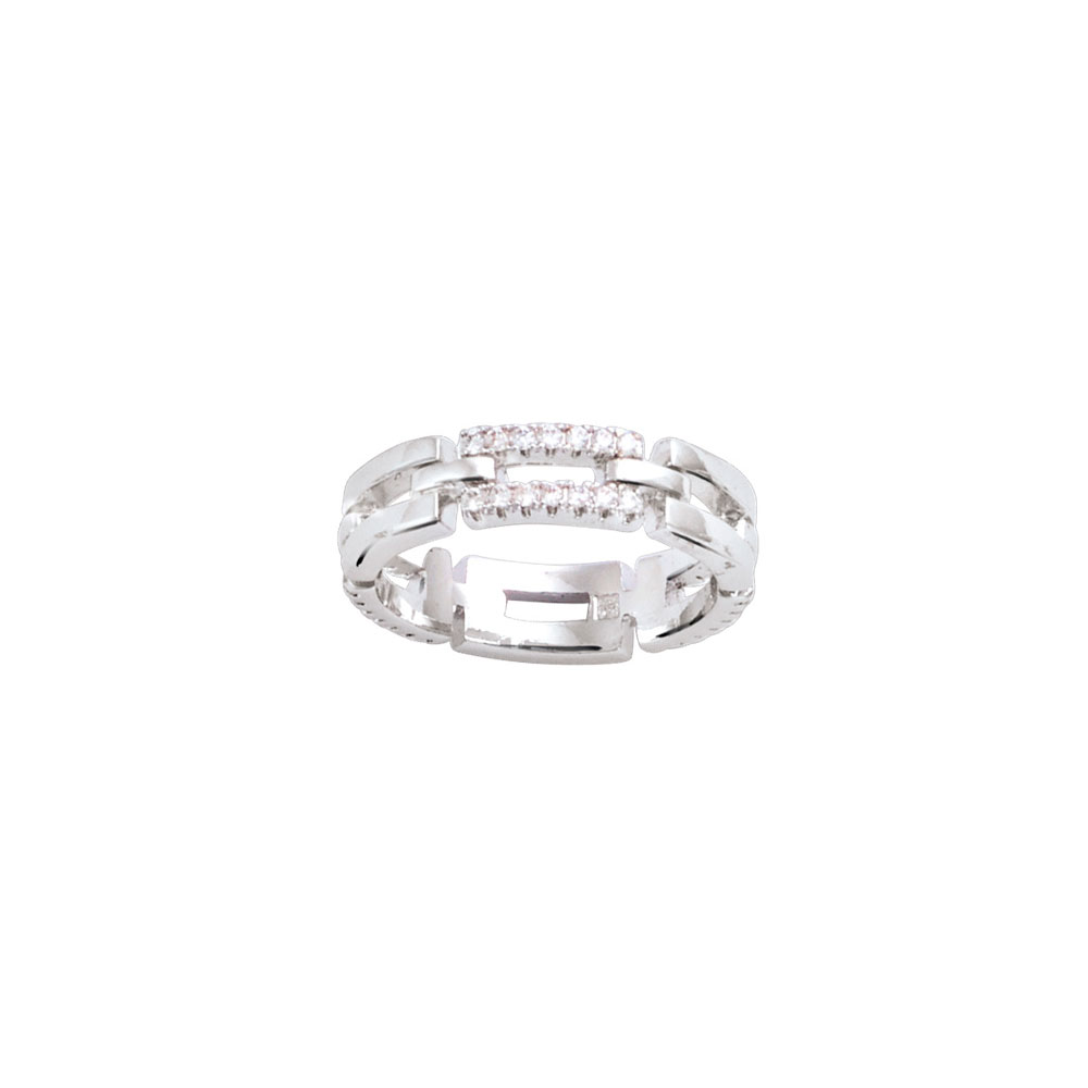 Bague rectangles URBAN en Argent rhodié 925/1000 et Oxydes de zirconium