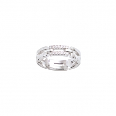 Bague rectangles URBAN en Argent rhodié 925/1000 et Oxydes de zirconium