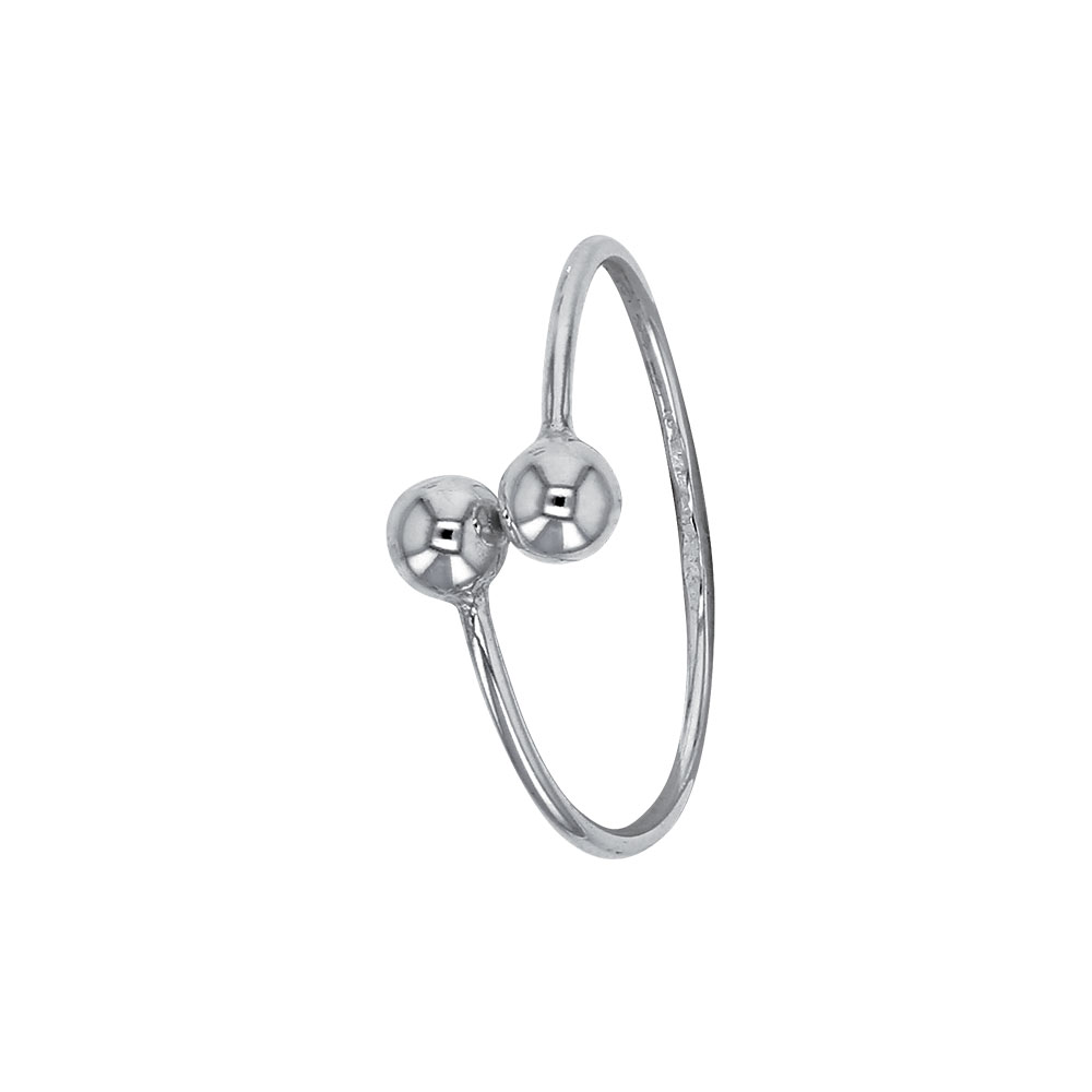 Bague réglable 2 boules en argent 925/1000
