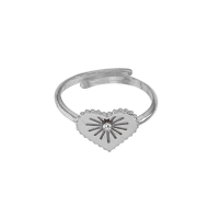 Bague réglable GYPSY MARIA avec coeur en Argent 925/1000 rhodié