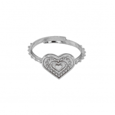 Bague réglable GYPSY MARIA avec coeur en Argent 925/1000 rhodié