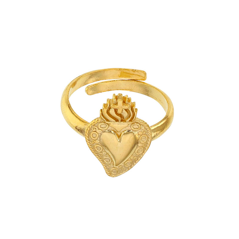 Bague réglable GYPSY MARIA avec coeur en Argent 925/1000 doré