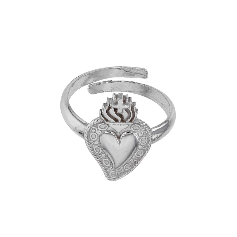 Bague réglable GYPSY MARIA avec coeur en Argent 925/1000 rhodié