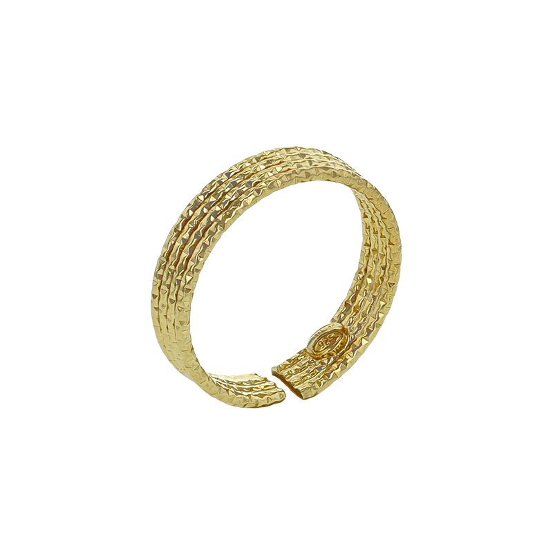 Bague réglable 4 rangs aspect diamantée, taille 52 - 54 en argent 925/1000 rhodié