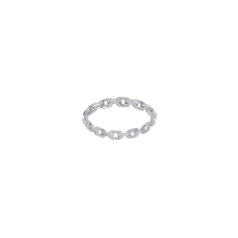 Bague rigide maille forçat, argent 925/1000 platiné