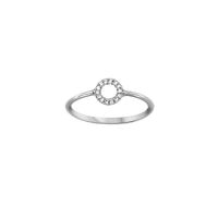 Bague rond ajouré 14 diamants HSI 0,10ct, Or blanc 750/1000