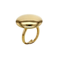 Bague ronde et bombée, réglable, argent 925/1000 doré
