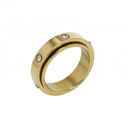 Bague rotative ornée d'oxydes en acier doré