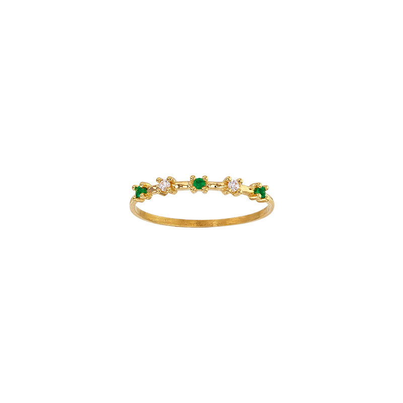 Bague 3 Saphirs 1,5mm et 2 diamants 0,04ct GVS sertis griffes, Or blanc 750/1000