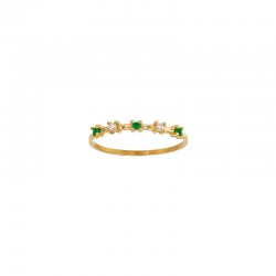 Bague 3 Saphirs 1,5mm et 2 diamants 0,04ct GVS sertis griffes, Or blanc 750/1000
