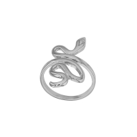 Bague serpent lisse en argent 925/1000 rhodié