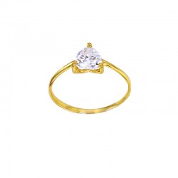 Bague sertie 3 griffes, avec oxyde en forme de coeur, Or 375/1000