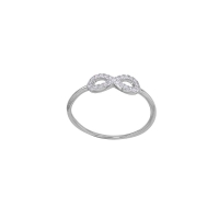 Bague signe Infini serti d'oxydes, argent 925/1000 rhodié