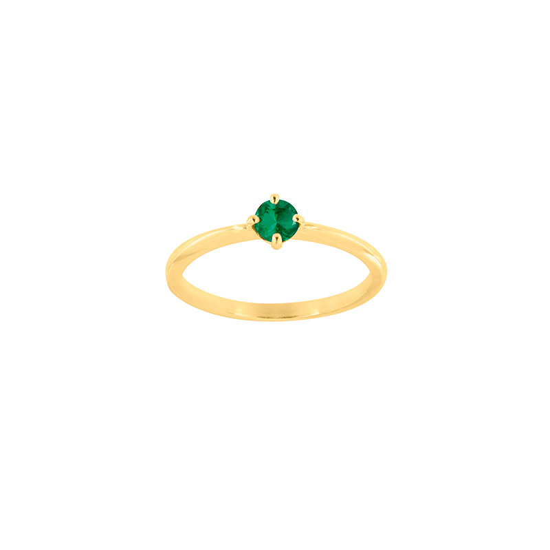Bague solitaire Émeraude 4mm sertie 4 griffes, Or 750/1000