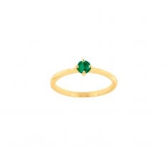 Bague solitaire Émeraude 4mm sertie 4 griffes, Or 750/1000