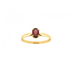 Bague solitaire Aigue-marine ovale 6x4mm serti 4 griffes, Or 750/1000