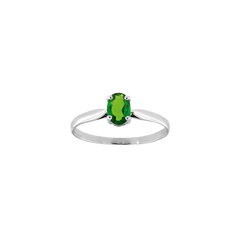 Bague solitaire Aigue-marine ovale 6x4mm serti 4 griffes, Or 750/1000