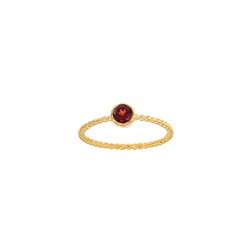 Bague solitaire Aigue-marine serti clos 4mm, monture perlée Or 750/1000
