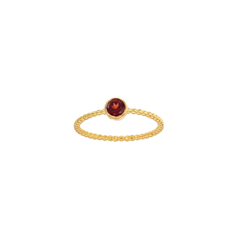 Bague solitaire Aigue-marine serti clos 4mm, monture perlée Or 750/1000