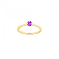 Bague solitaire Améthyste ronde 4mm sertie 4 griffes, Or 750/1000