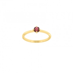 Bague solitaire Améthyste ronde 4mm sertie 4 griffes, Or 750/1000