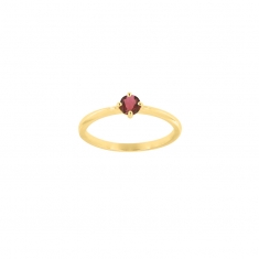 Bague solitaire Améthyste ronde 4mm sertie 4 griffes, Or 750/1000