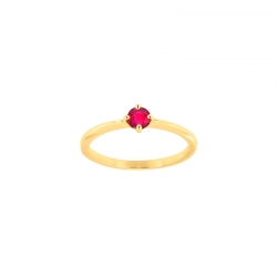 Bague solitaire Améthyste ronde 4mm sertie 4 griffes, Or 750/1000