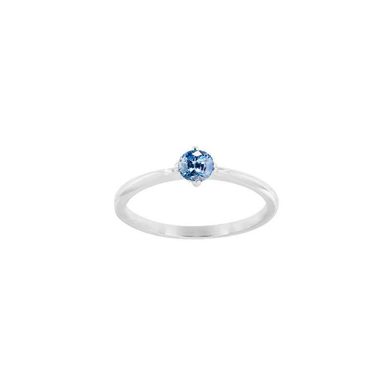 Bague solitaire Améthyste ronde 4mm sertie 4 griffes, Or 750/1000