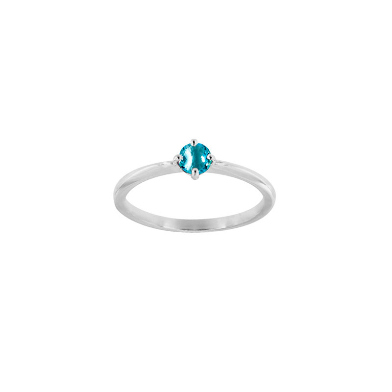 Bague solitaire Améthyste ronde 4mm sertie 4 griffes, Or 750/1000