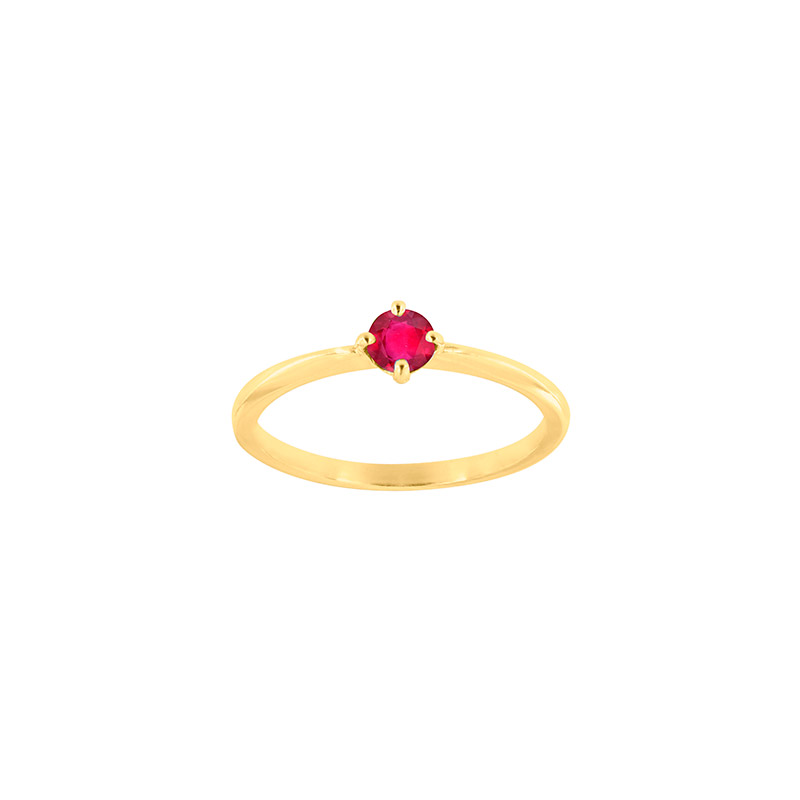 Bague solitaire Améthyste ronde 4mm sertie 4 griffes, Or 750/1000