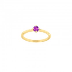 Bague solitaire Améthyste ronde 4mm sertie 4 griffes, Or 750/1000