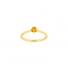 Bague solitaire Citrine ronde 4mm sertie 4 griffes, Or 750/1000